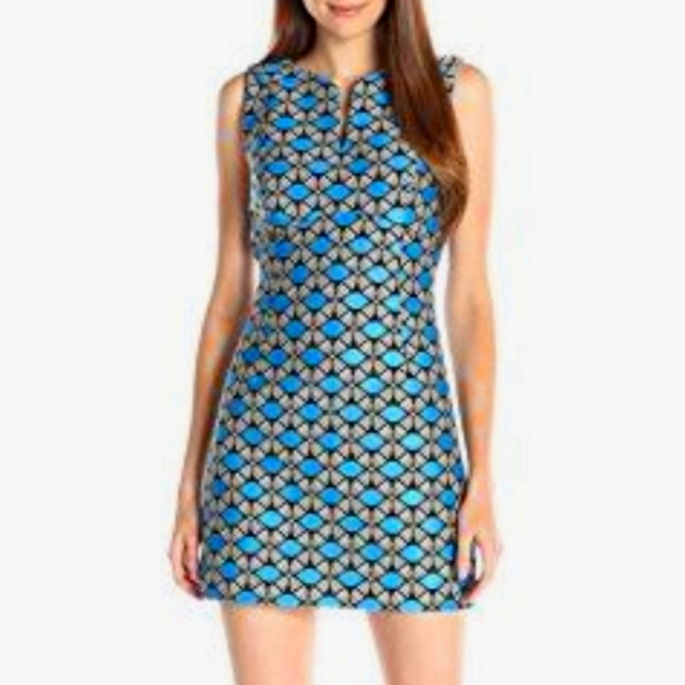 MILLY Geometric Jacquard Mini Sheath Dress Size 6 Nwt